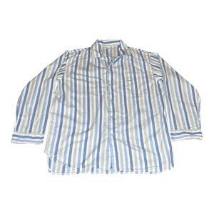 HANRO of Switzerland Men's Blue Striped‎ Button Down Pajama Shirt Size Medium